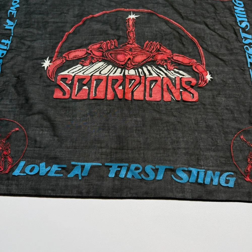 Vintage Scorpions Bandana Love at First Sting 1984 Rock Band Black Red Blue